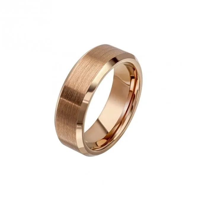 Brushed and Polished Coffee Plated Tungsten Ring R3859