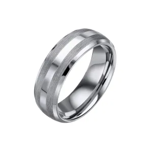 Brushed and Polished Tungsten Ring