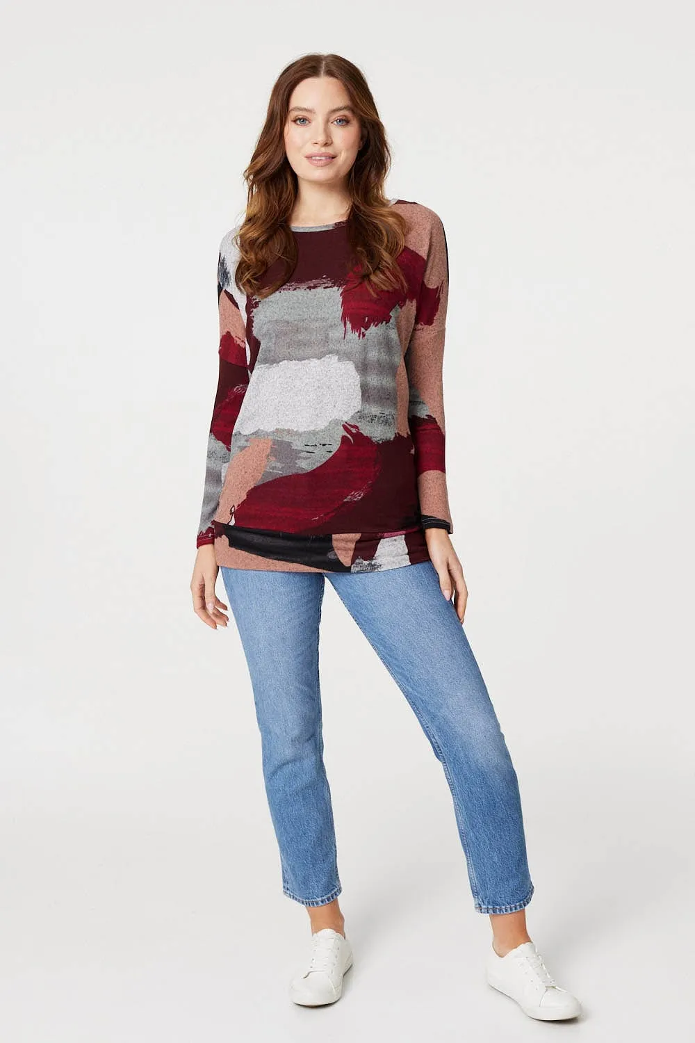 Brushstroke Print Relaxed Top