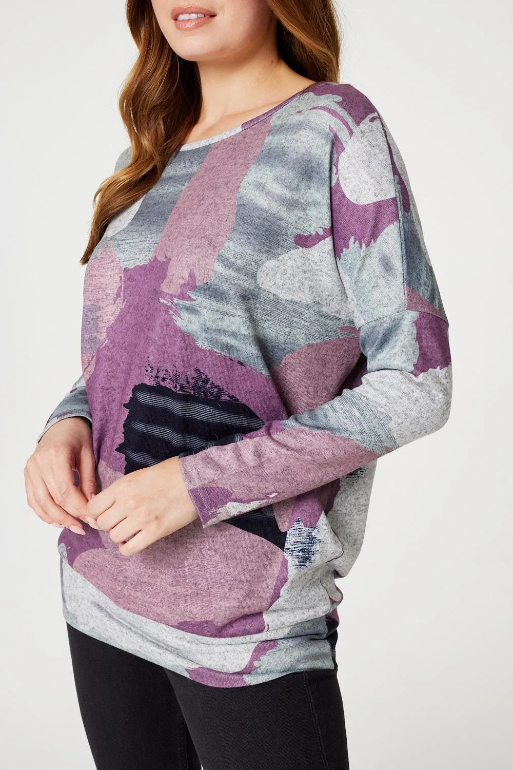 Brushstroke Print Relaxed Top