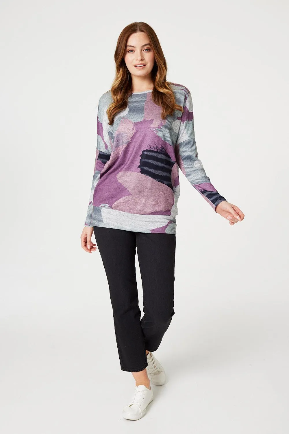 Brushstroke Print Relaxed Top