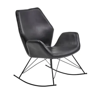 Bryce Accent Rocking Chair - Black Leather