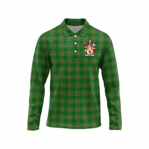 Bryne Irish Clan Tartan Long Sleeve Polo Shirt with Coat of Arms