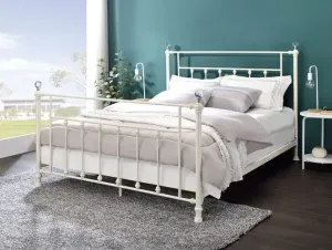 Brynn Queen Metal Bed, White Finish