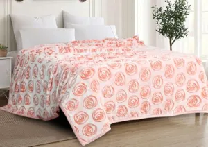 BSB HOME® Premium Jacquard Laser Cut Plush Flannel Double Bed Blanket | 300 GSM Lightweight Cozy Soft for Bed, Sofa, Couch, Travel & Camping| 230 x 220 cm or 90 x 90 inches | Colour - Pink and White