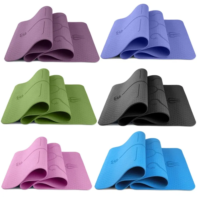 BSJ002 TPE Double Layer Two-Color Yoga Mat Fitness Mat with Body Line, Specification: 183 x 61 x 0.6cm(Deep Purple)