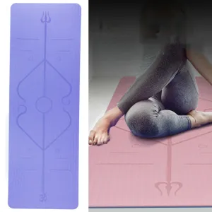 BSJ002 TPE Double Layer Two-Color Yoga Mat Fitness Mat with Body Line, Specification: 183 x 80 x 0.6cm(Violet   Shallow Purple)