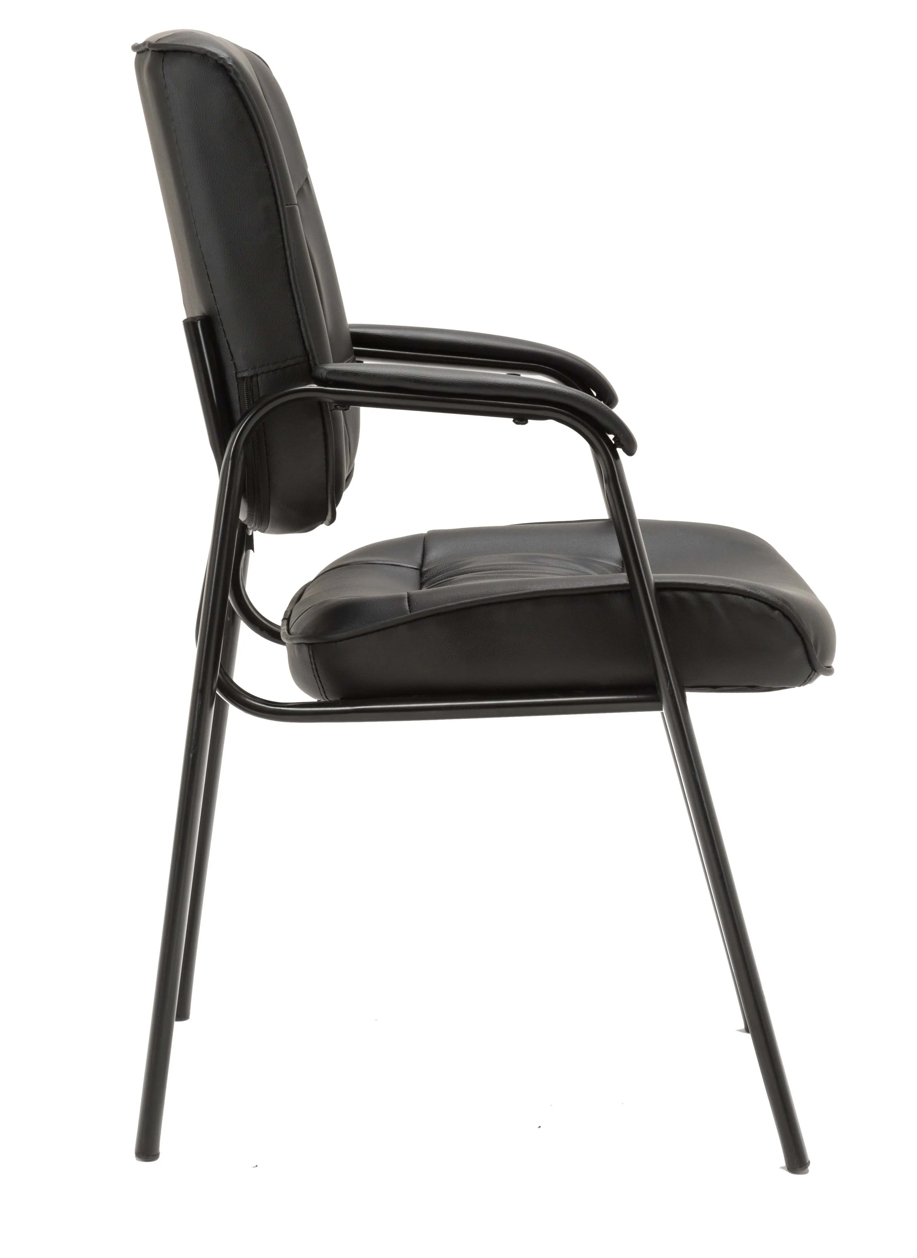 BTEXPERT Leather Chair Reception Side Conference Waiting Room Guest Chair Black