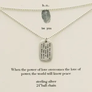 b.u. Power of Love Dog Tag Necklace