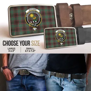 Buchan Ancient Tartan Belt Buckles with Family Crest