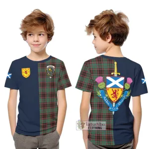 Buchan Ancient Tartan Kid T-Shirt Alba with Scottish Lion Royal Arm Half Style