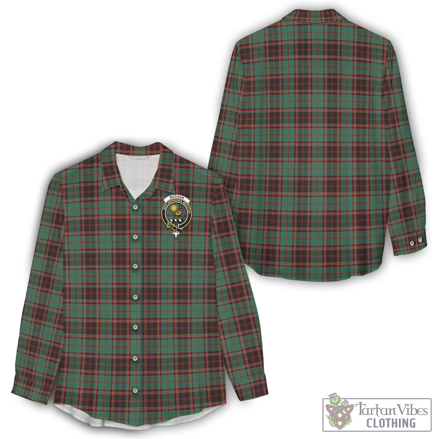 Buchan Ancient Tartan Women's Casual Shirt with Family Crest