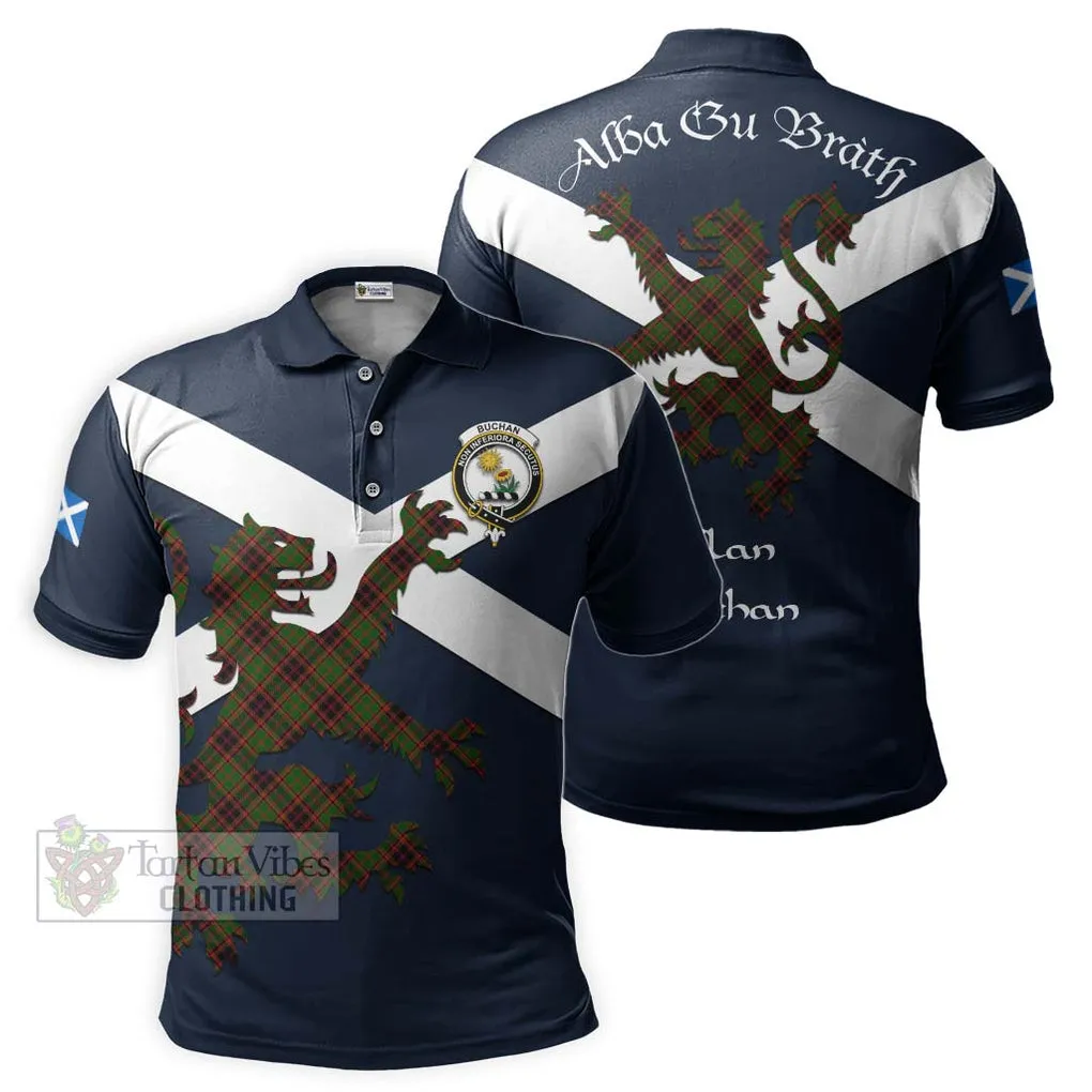 Buchan Tartan Lion Rampant Polo Shirt Proudly Display Your Heritage with Alba Gu Brath and Clan Name