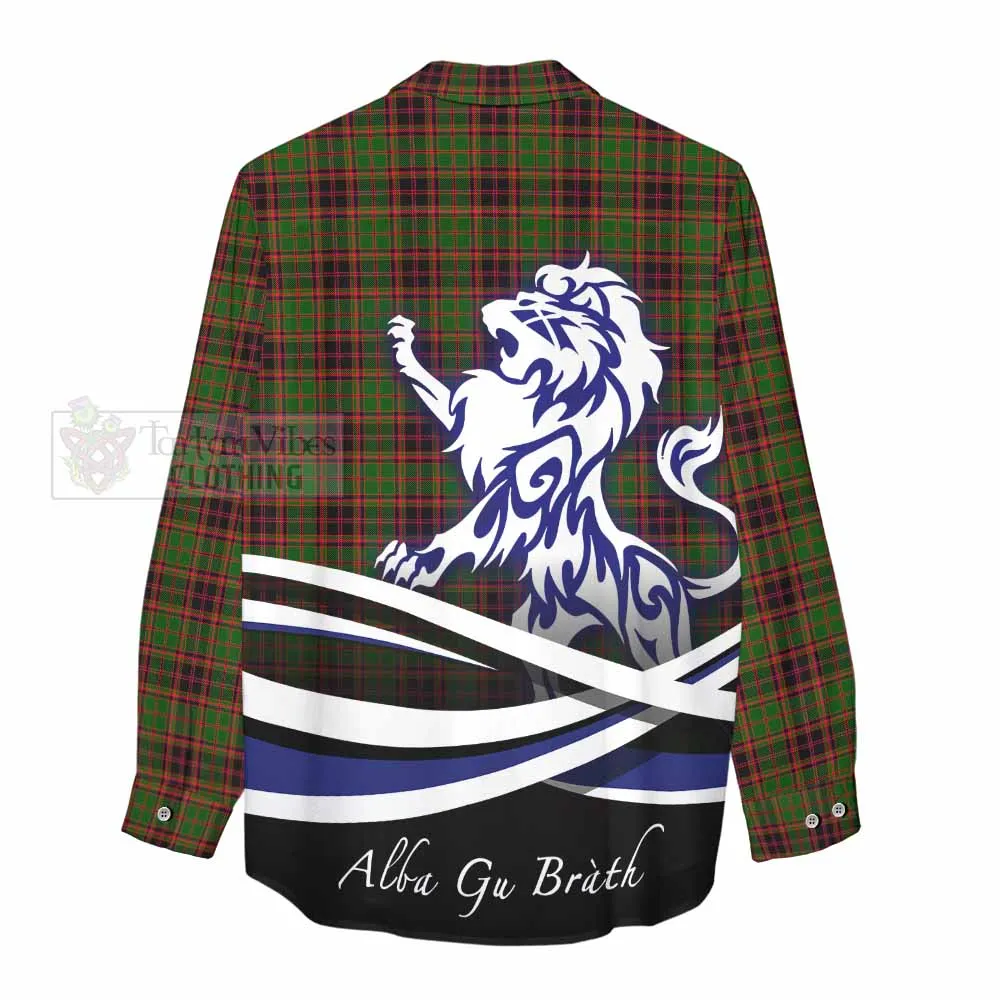 Buchan Tartan Women's Casual Shirt with Alba Gu Brath Regal Lion Emblem