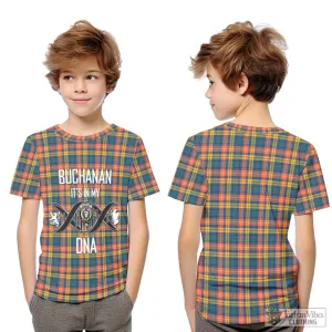 Buchanan Ancient Tartan Kid T-Shirt with Family Crest DNA In Me Style