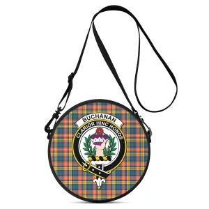 Buchanan Ancient Tartan Round Satchel Bags with Family Crest