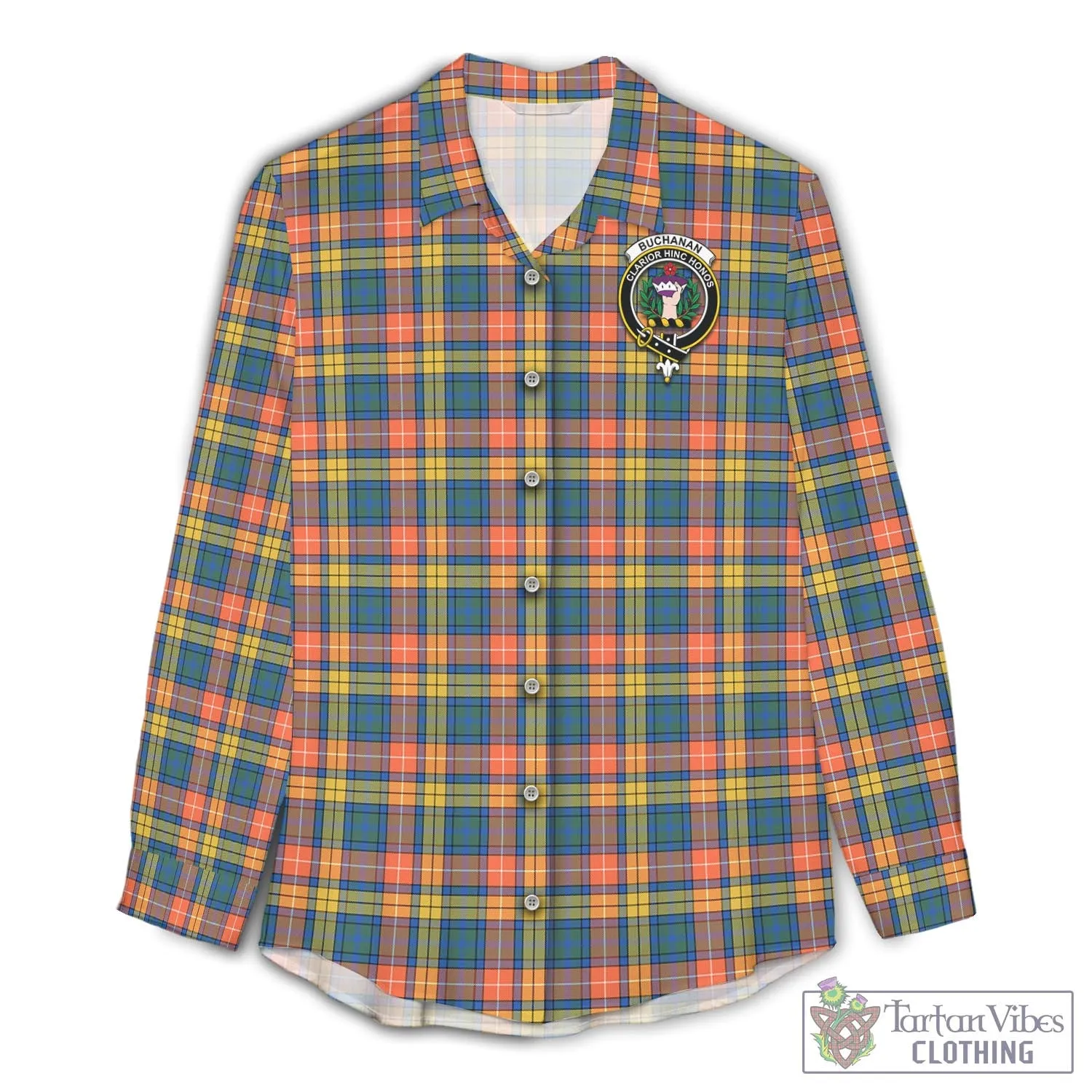 Buchanan Ancient Tartan Women's Casual Shirt with Family Crest