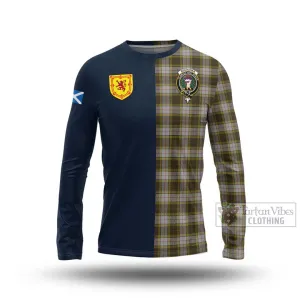 Buchanan Dress Tartan Long Sleeve T-Shirt Alba with Scottish Lion Royal Arm Half Style