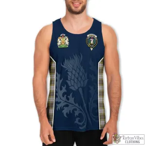 Buchanan Dress Tartan Men's Tanks Top with Family Crest and Scottish Thistle Vibes Sport Style