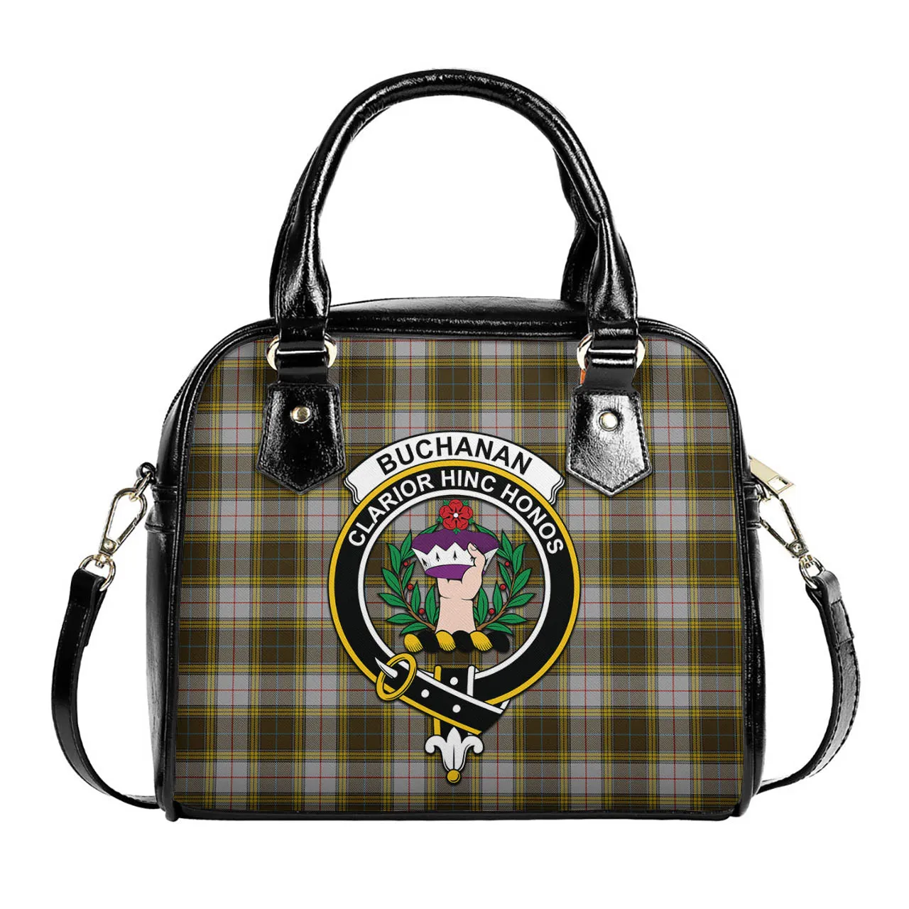 Buchanan Dress Tartan Shoulder Handbags with Family Crest