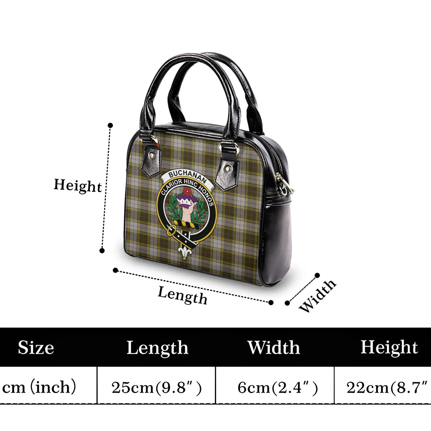 Buchanan Dress Tartan Shoulder Handbags with Family Crest