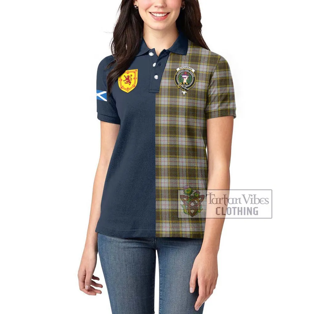 Buchanan Dress Tartan Women's Polo Shirt Alba with Scottish Lion Royal Arm Half Style