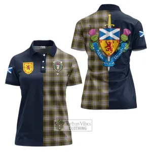 Buchanan Dress Tartan Women's Polo Shirt Alba with Scottish Lion Royal Arm Half Style