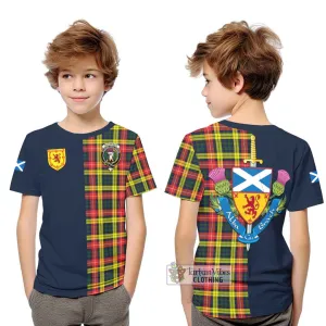 Buchanan Modern Tartan Kid T-Shirt Alba with Scottish Lion Royal Arm Half Style