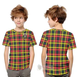 Buchanan Modern Tartan Kid T-Shirt with Family Crest