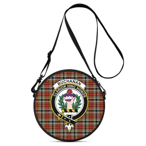 Buchanan Old Dress Tartan Round Satchel Bags with Family Crest