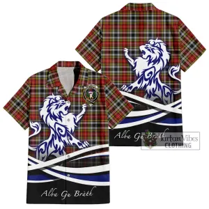 Buchanan Old Dress Tartan Short Sleeve Button Shirt with Alba Gu Brath Regal Lion Emblem