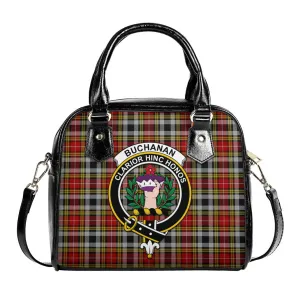 Buchanan Old Dress Tartan Shoulder Handbags with Family Crest