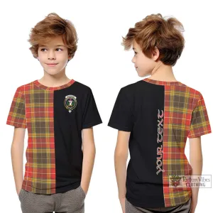 Buchanan Old Set Weathered Tartan Kid T-Shirt with Family Crest and Half Of Me Style