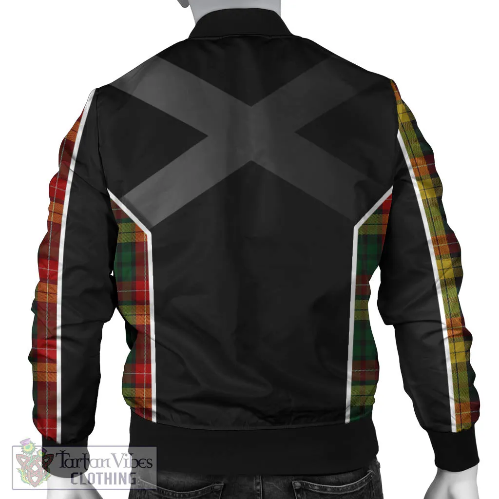 Buchanan Tartan Bomber Jacket with Family Crest and Scottish Thistle Vibes Sport Style