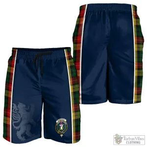 Buchanan Tartan Men's Shorts with Family Crest and Lion Rampant Vibes Sport Style