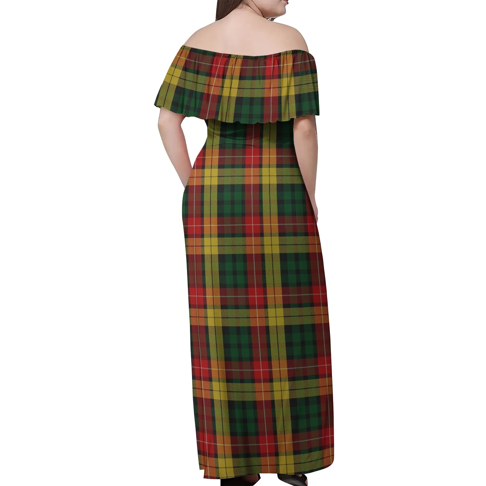 Buchanan Tartan Off Shoulder Long Dress