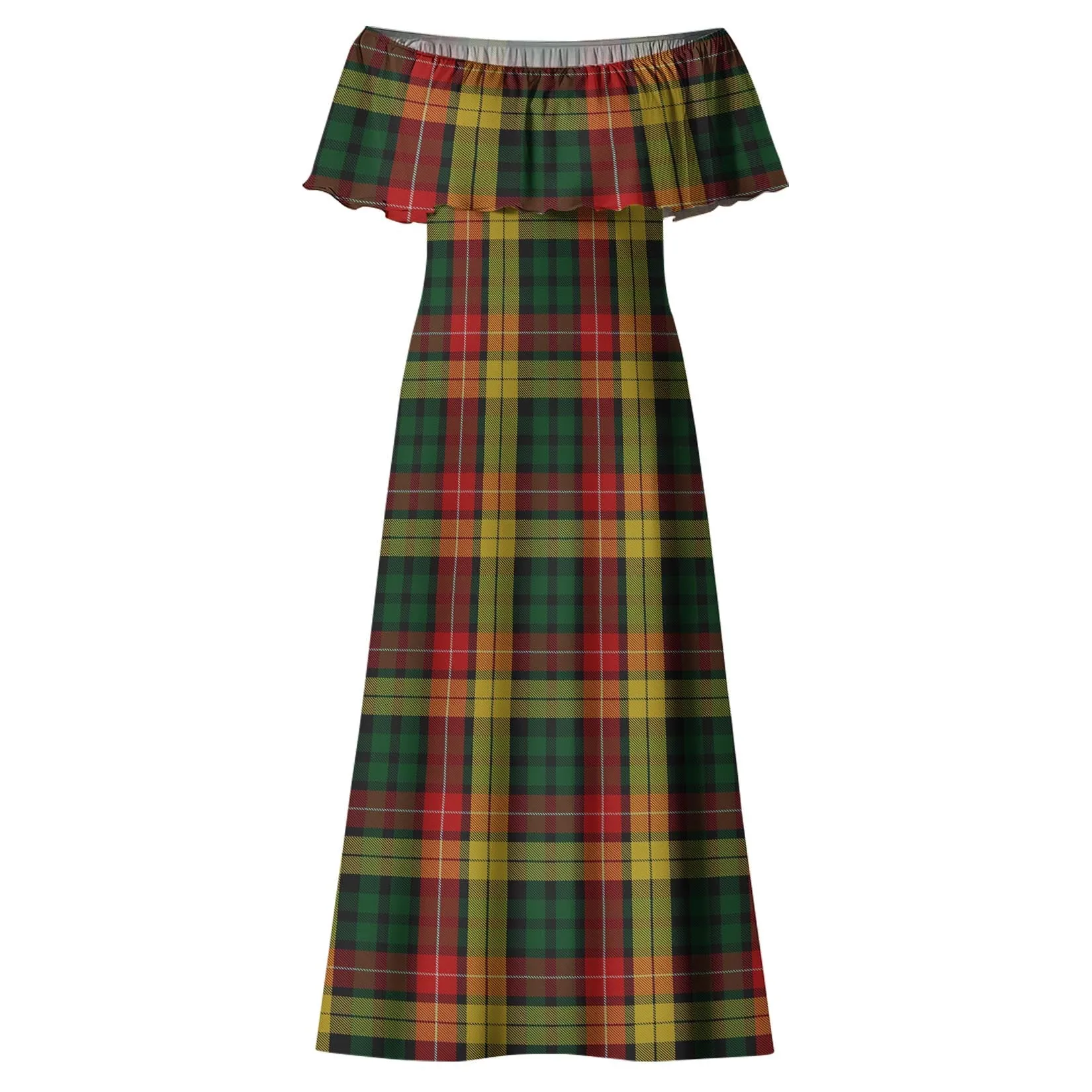 Buchanan Tartan Off Shoulder Long Dress