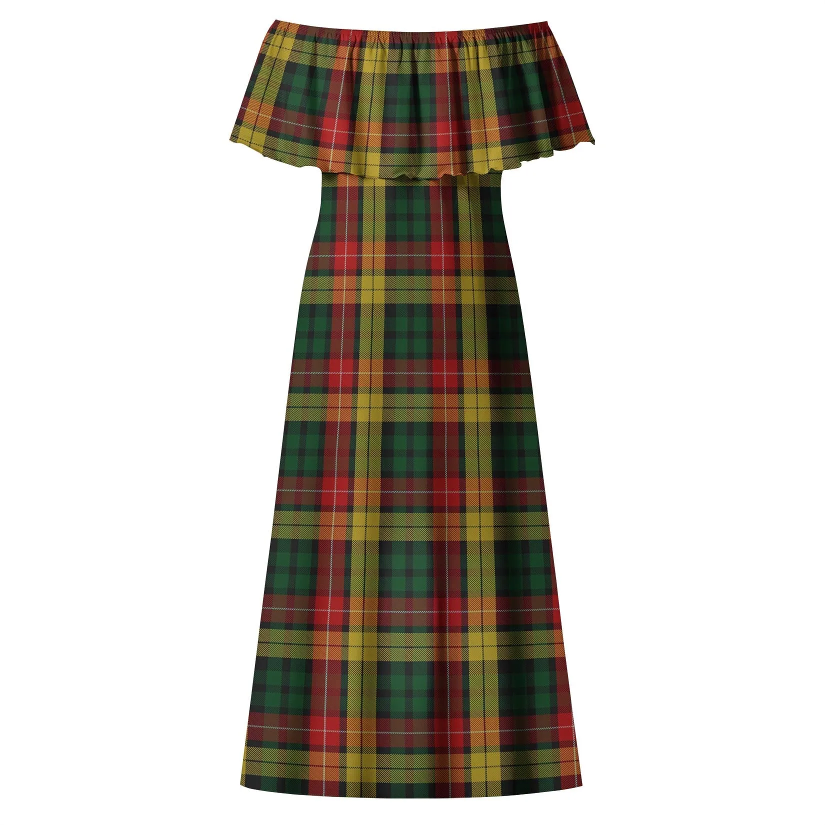 Buchanan Tartan Off Shoulder Long Dress