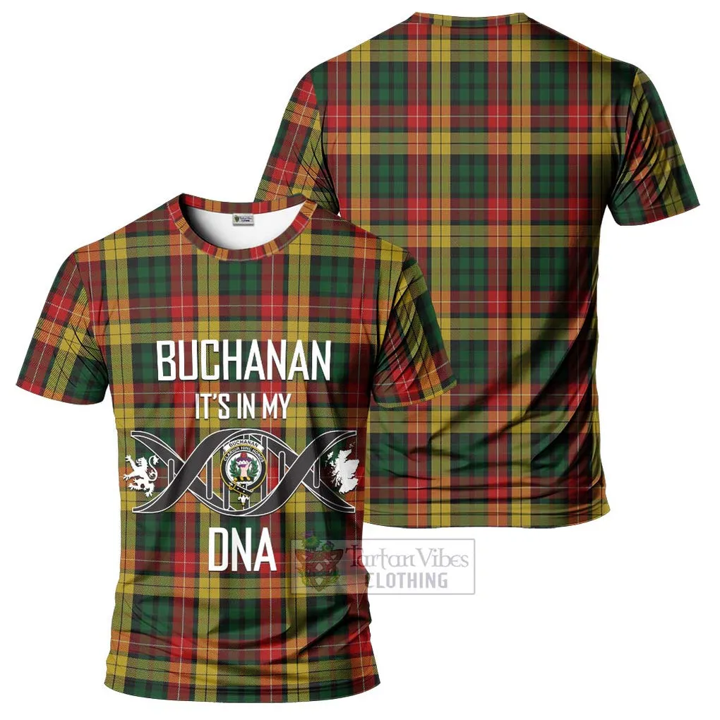 Buchanan Tartan T-Shirt with Family Crest DNA In Me Style