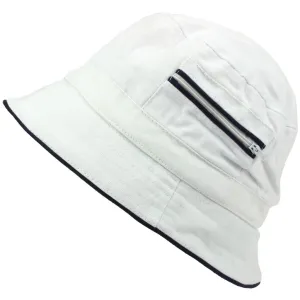 Bucket Hat with Contrast Trim and Zip Pockets - White