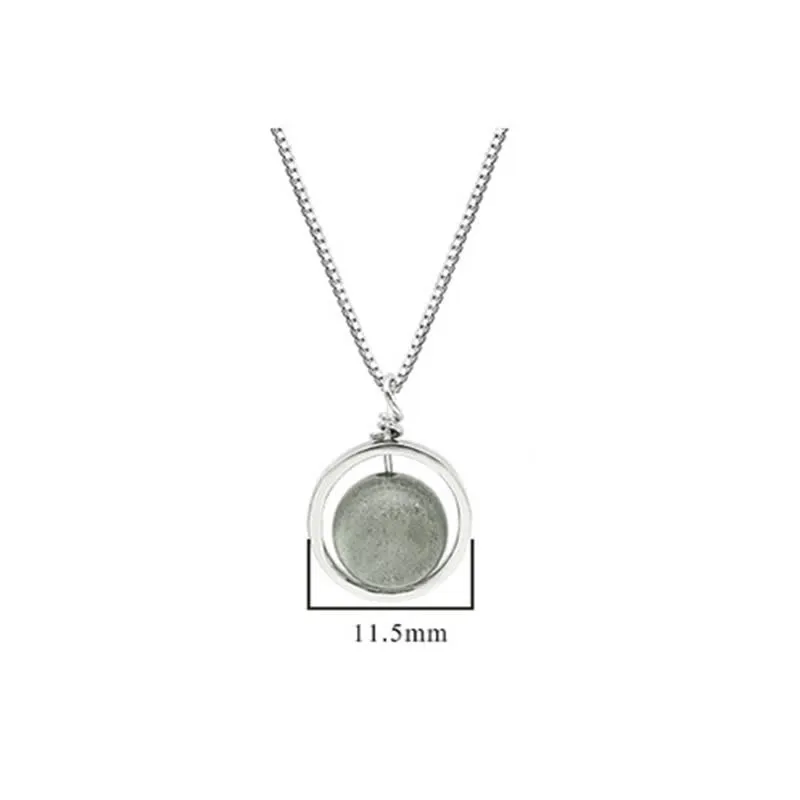 Buddha Stones 925 Sterling Silver Moonstone Love Planet Rotatable Pattern Necklace Pendant