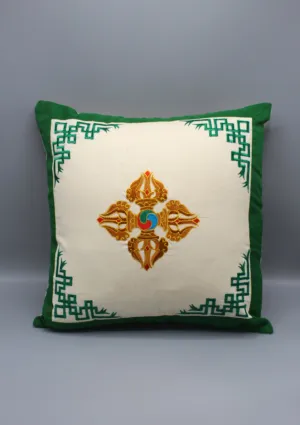 Buddhist Ritual Double Dorjee Embroidery Cushion Cover