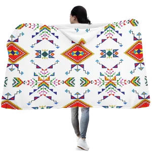 Buffalo Jump White Hooded Blanket