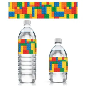 Building Blocks: Kid's Birthday - Water Bottle Labels - 24 Waterproof Stickers