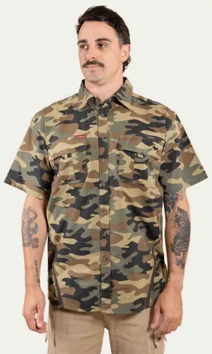 Bulgarra Mens Ripstop Full Button Work Shirt Camo