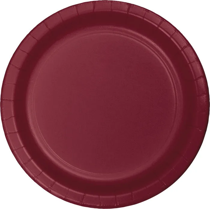 Bulk Burgundy Sturdy Style 8.75 inch Paper Dinner Plates (240 per Case)