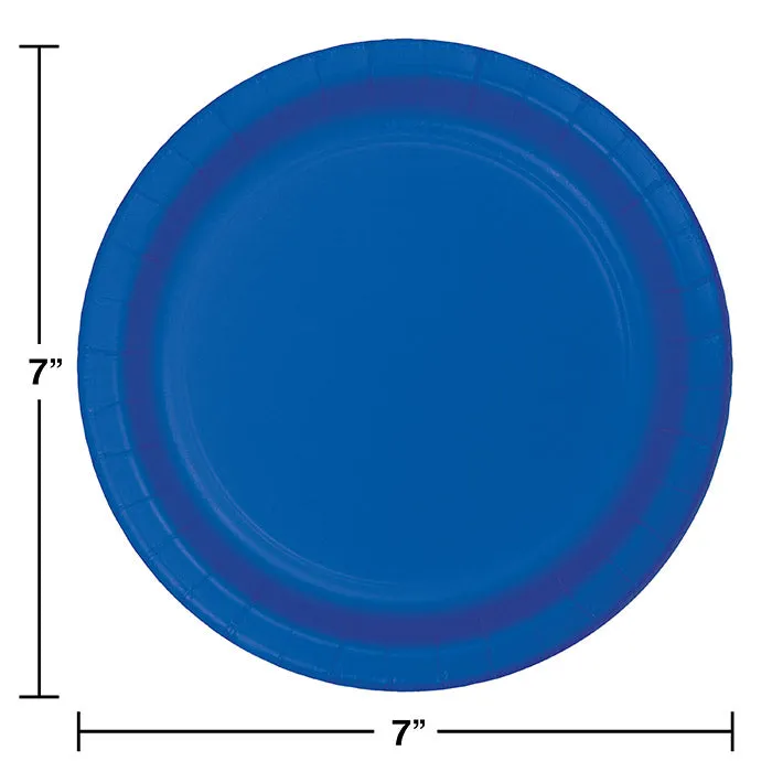 Bulk Cobalt Blue Value Friendly Paper Dessert Plates (96 per Case)