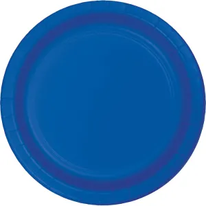 Bulk Cobalt Blue Value Friendly Paper Dessert Plates (96 per Case)