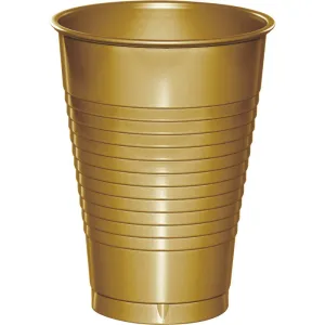 Bulk Glittering Gold 12 oz Plastic Cups (240 per Case)