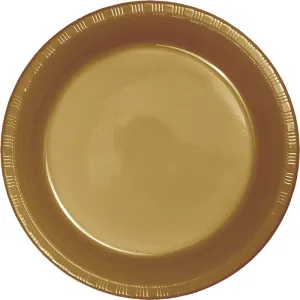 Bulk Glittering Gold 6.75 inch Plastic Dessert Plates (240 per Case)